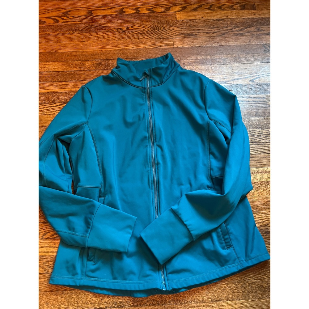 Members Mark Extra-Warm Jacket Womens Large Teal Blue Full Zip Fleece Lined L